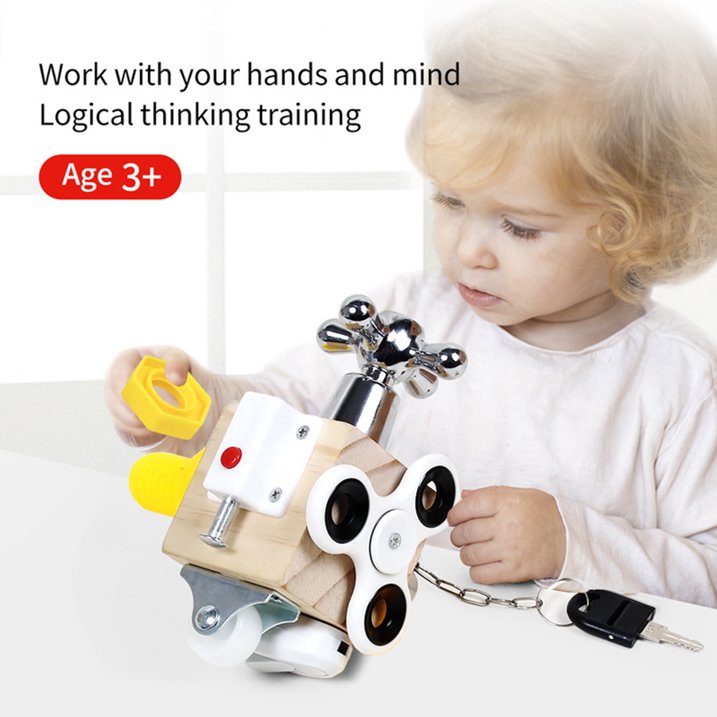 Jucarie educativa si interactiva, Cub Montessori, activitati senzoriale pentru copii, bebeLOGIC™ - imagine 6